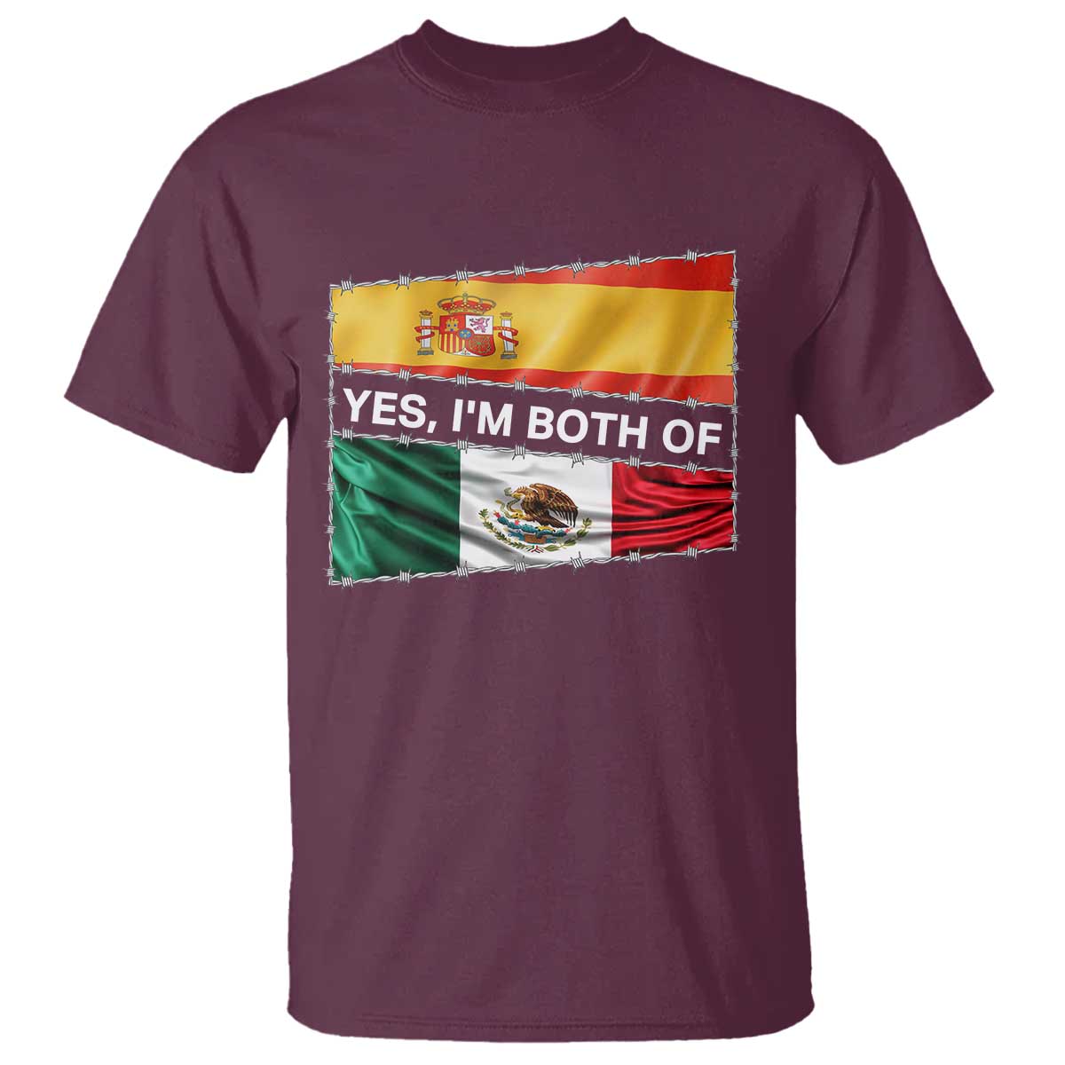 Spain Mexico Heritage Pride T Shirt Yes I'm Both Identity Roots for Hispanics Latinos TS02