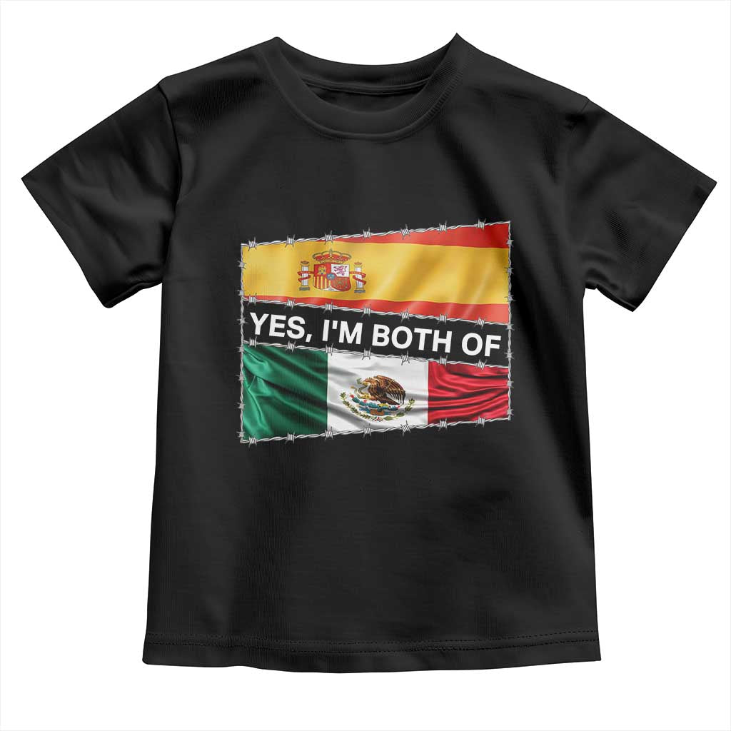 Spain Mexico Heritage Pride Toddler T Shirt Yes I'm Both Identity Roots for Hispanics Latinos - Wonder Print Shop