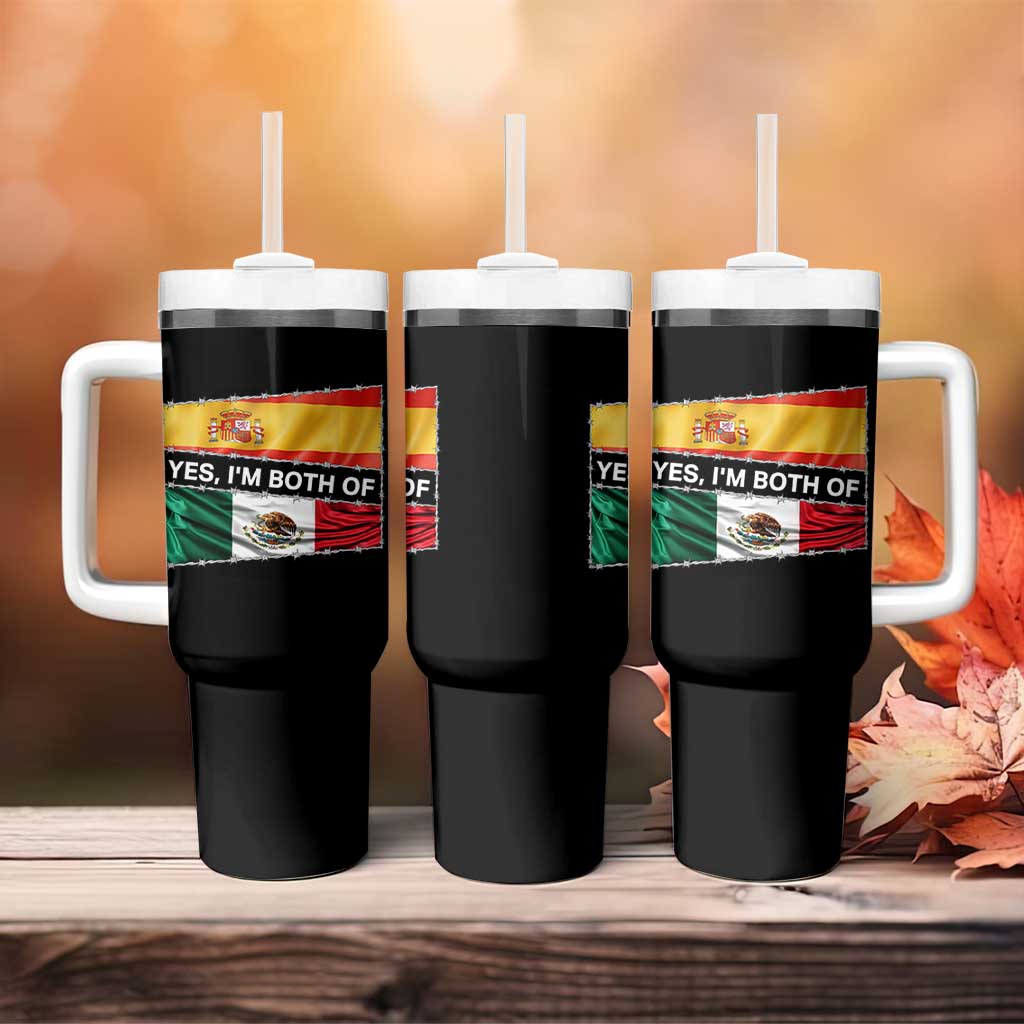 Spain Mexico Heritage Pride Tumbler With Handle Yes I'm Both Identity Roots for Hispanics Latinos - Wonder Print Shop