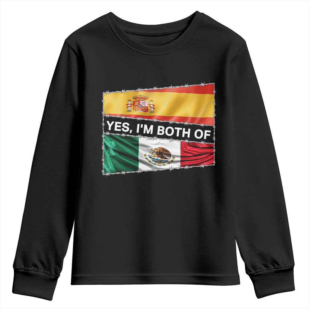 Spain Mexico Heritage Pride Youth Sweatshirt Yes I'm Both Identity Roots for Hispanics Latinos - Wonder Print Shop