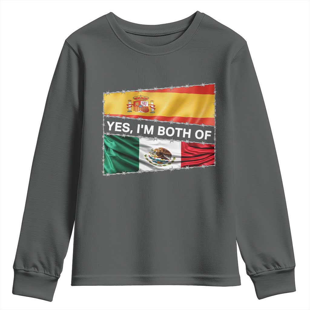 Spain Mexico Heritage Pride Youth Sweatshirt Yes I'm Both Identity Roots for Hispanics Latinos - Wonder Print Shop