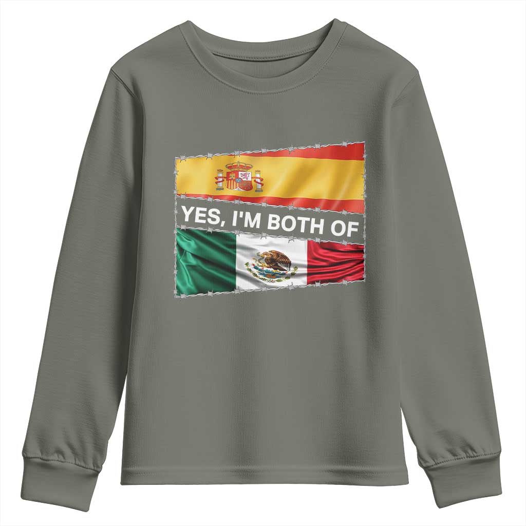 Spain Mexico Heritage Pride Youth Sweatshirt Yes I'm Both Identity Roots for Hispanics Latinos - Wonder Print Shop