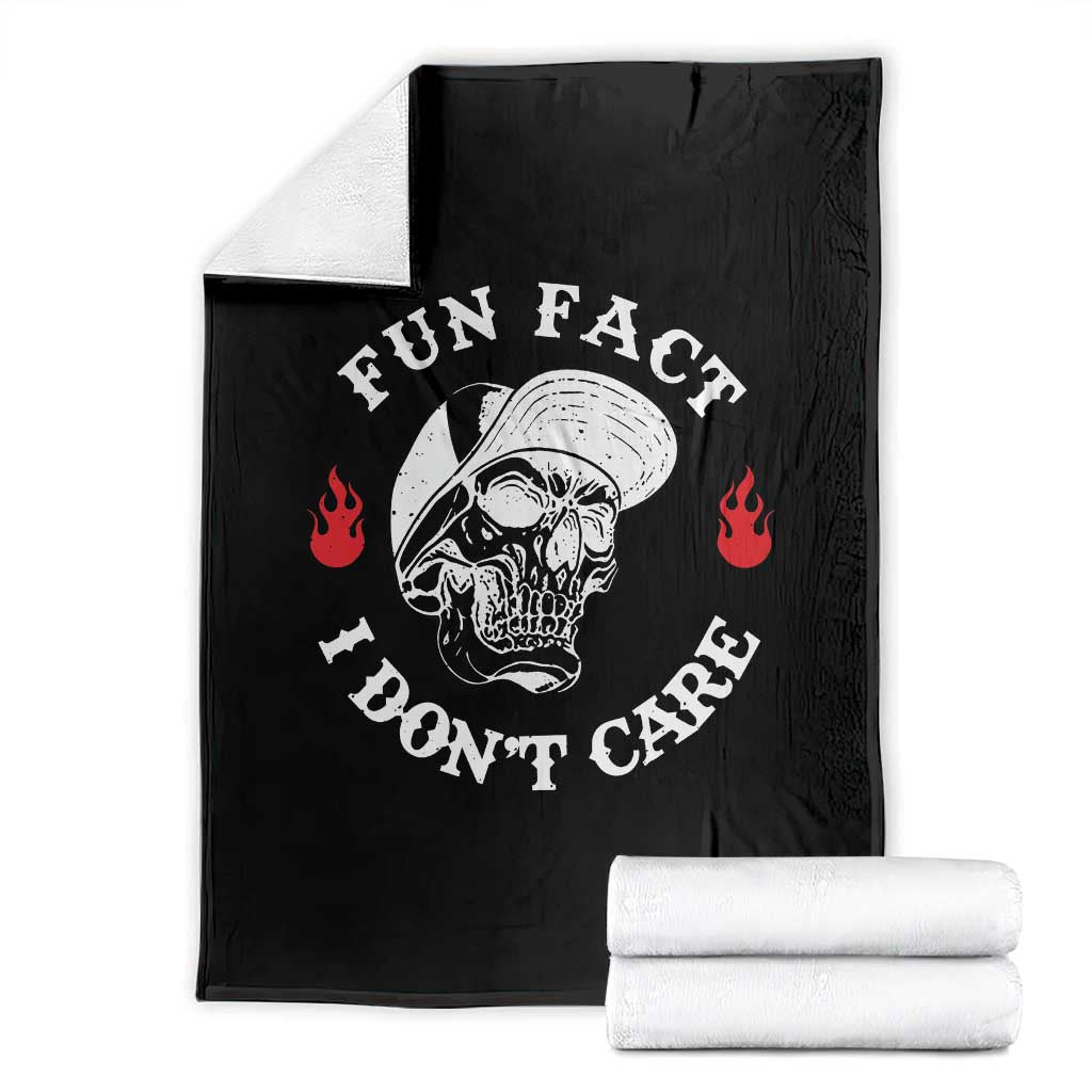 Fun Fact I Don’t Care Skull Throw Blanket Edgy Sarcastic Attitude - Wonder Print Shop