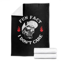Fun Fact I Don’t Care Skull Throw Blanket Edgy Sarcastic Attitude - Wonder Print Shop