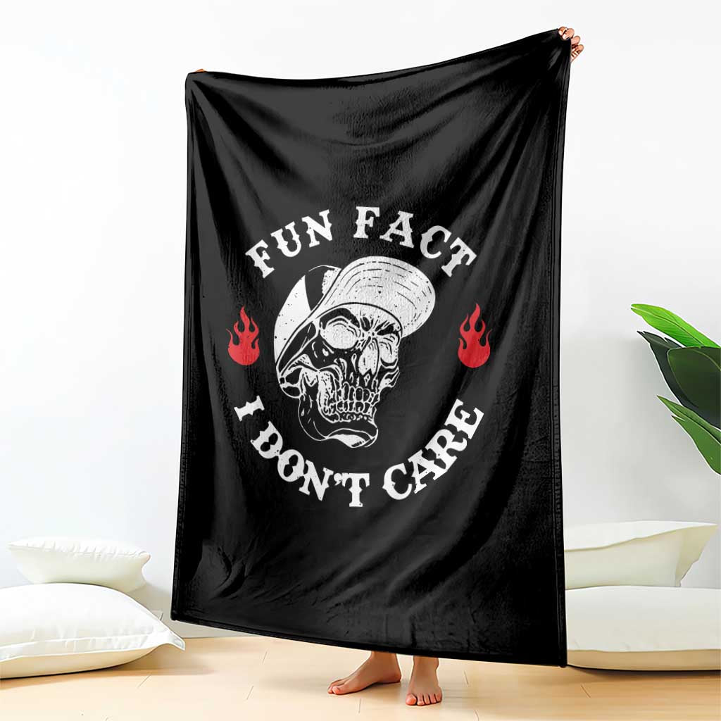 Fun Fact I Don’t Care Skull Throw Blanket Edgy Sarcastic Attitude - Wonder Print Shop