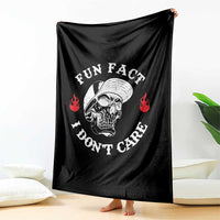 Fun Fact I Don’t Care Skull Throw Blanket Edgy Sarcastic Attitude - Wonder Print Shop