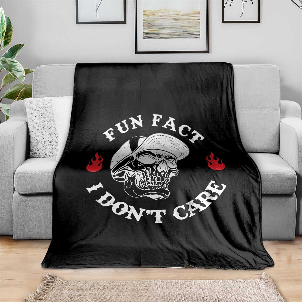 Fun Fact I Don’t Care Skull Throw Blanket Edgy Sarcastic Attitude - Wonder Print Shop