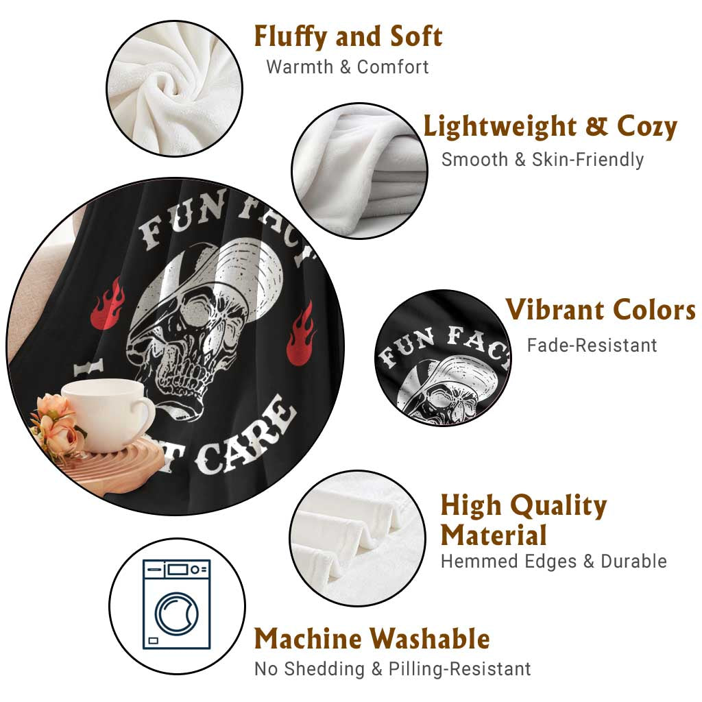 Fun Fact I Don’t Care Skull Throw Blanket Edgy Sarcastic Attitude - Wonder Print Shop