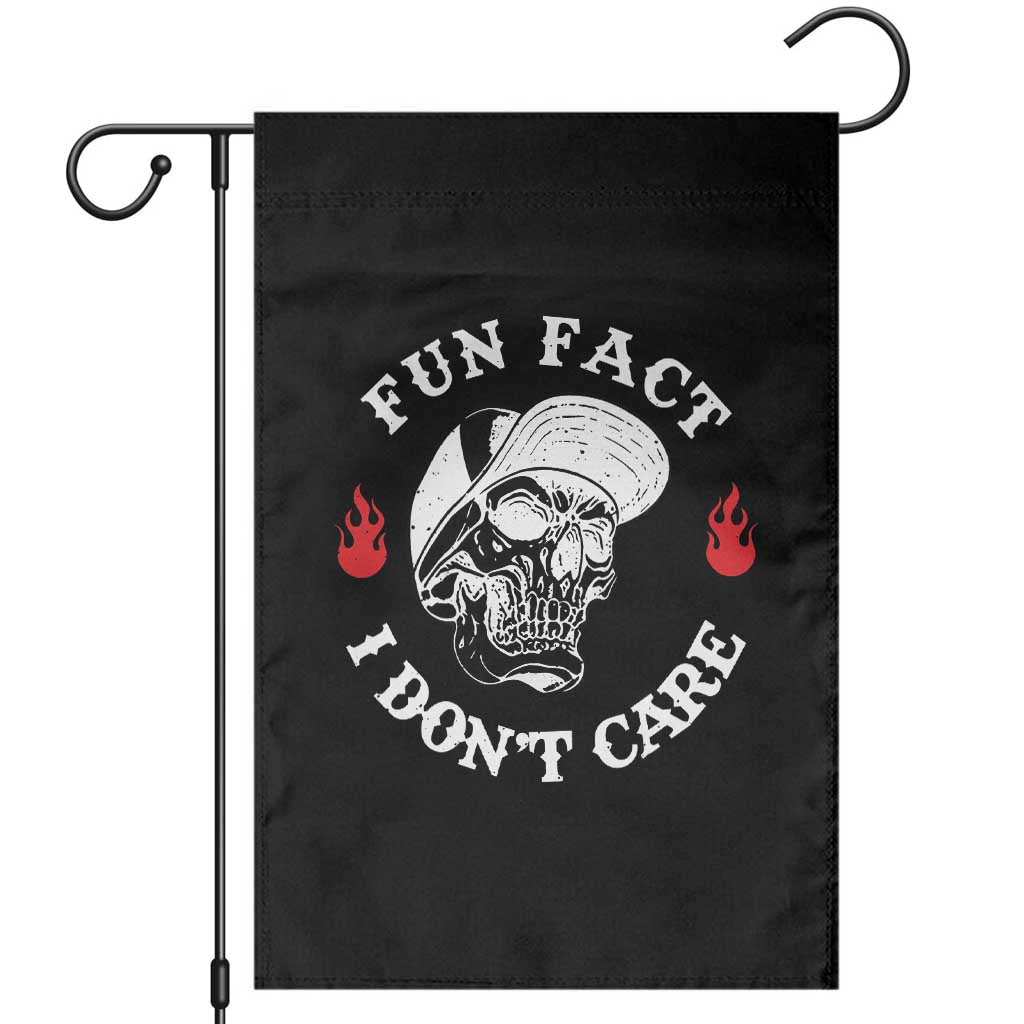 Fun Fact I Don’t Care Skull Garden Flag Edgy Sarcastic Attitude - Wonder Print Shop