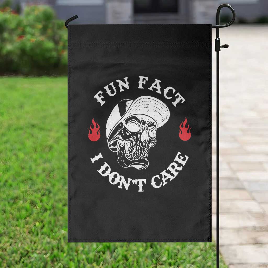 Fun Fact I Don’t Care Skull Garden Flag Edgy Sarcastic Attitude - Wonder Print Shop