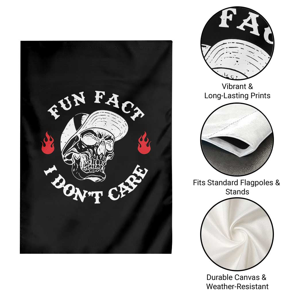 Fun Fact I Don’t Care Skull Garden Flag Edgy Sarcastic Attitude - Wonder Print Shop