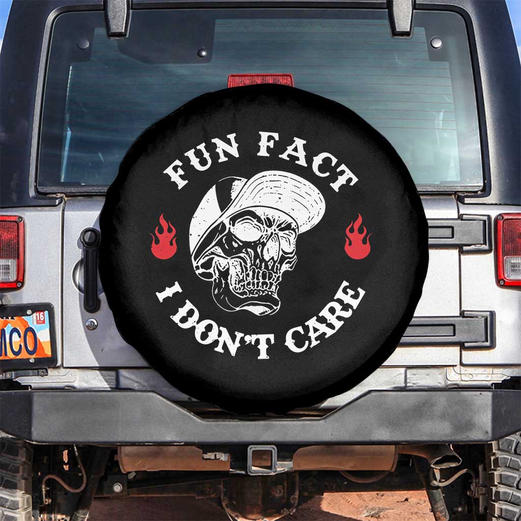 Fun Fact I Don’t Care Skull Spare Tire Cover Edgy Sarcastic Attitude - Wonder Print Shop