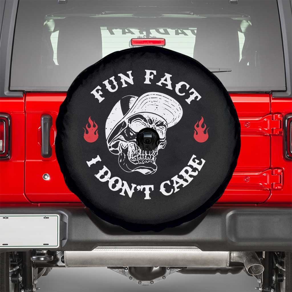 Fun Fact I Don’t Care Skull Spare Tire Cover Edgy Sarcastic Attitude - Wonder Print Shop