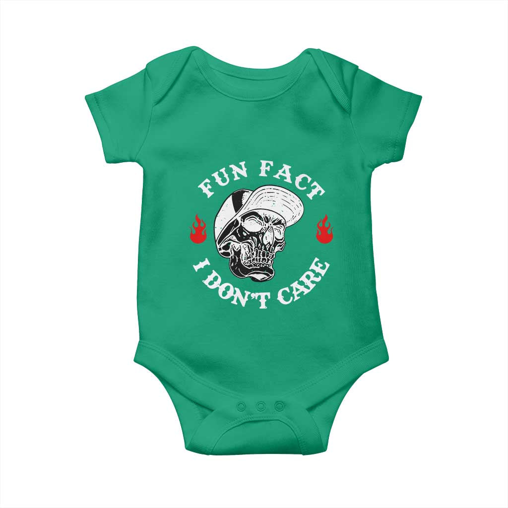 Fun Fact I Don’t Care Skull Baby Onesie Edgy Sarcastic Attitude - Wonder Print Shop