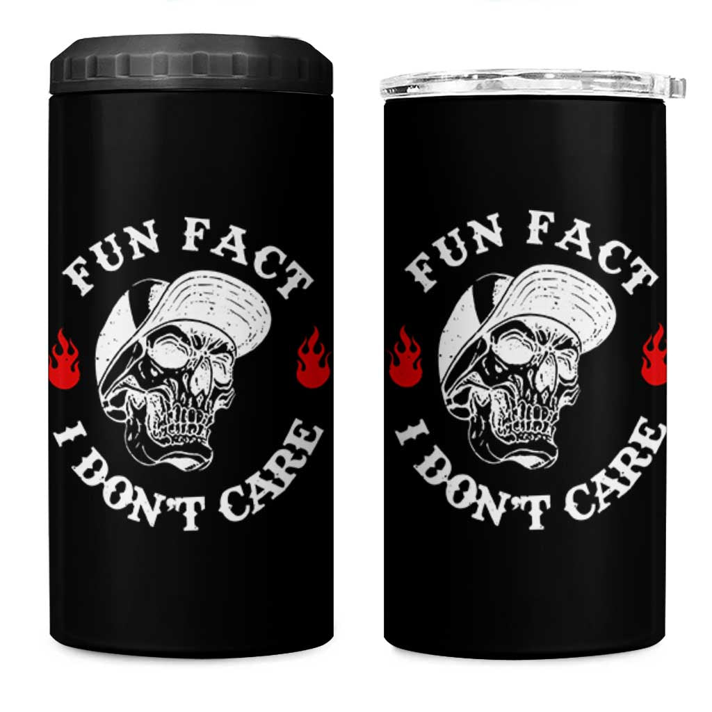 Fun Fact I Don’t Care Skull 4 in 1 Can Cooler Tumbler Edgy Sarcastic Attitude - Wonder Print Shop