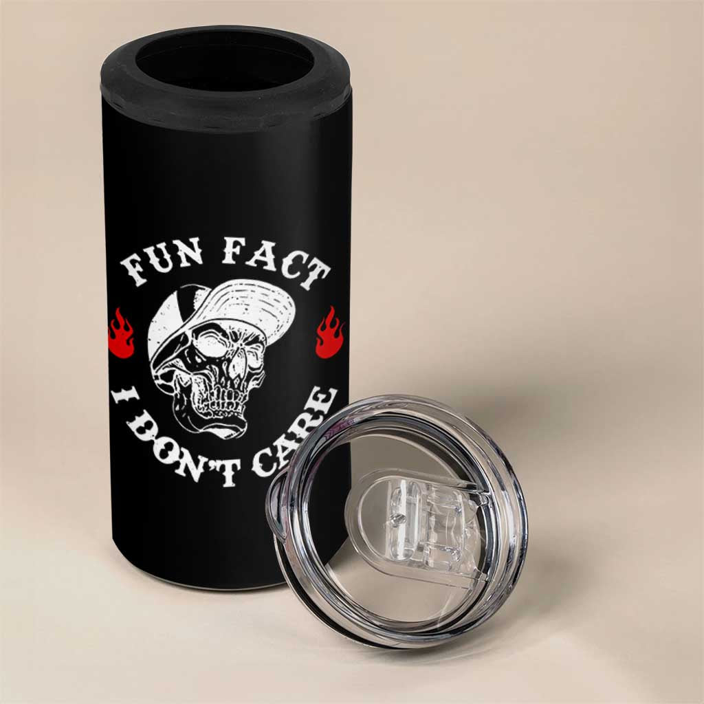 Fun Fact I Don’t Care Skull 4 in 1 Can Cooler Tumbler Edgy Sarcastic Attitude - Wonder Print Shop