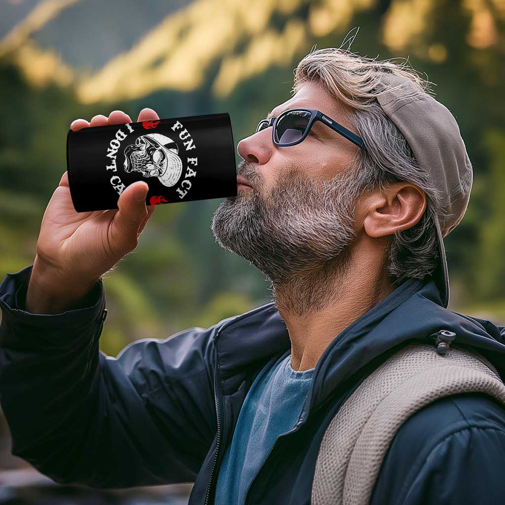 Fun Fact I Don’t Care Skull 4 in 1 Can Cooler Tumbler Edgy Sarcastic Attitude - Wonder Print Shop