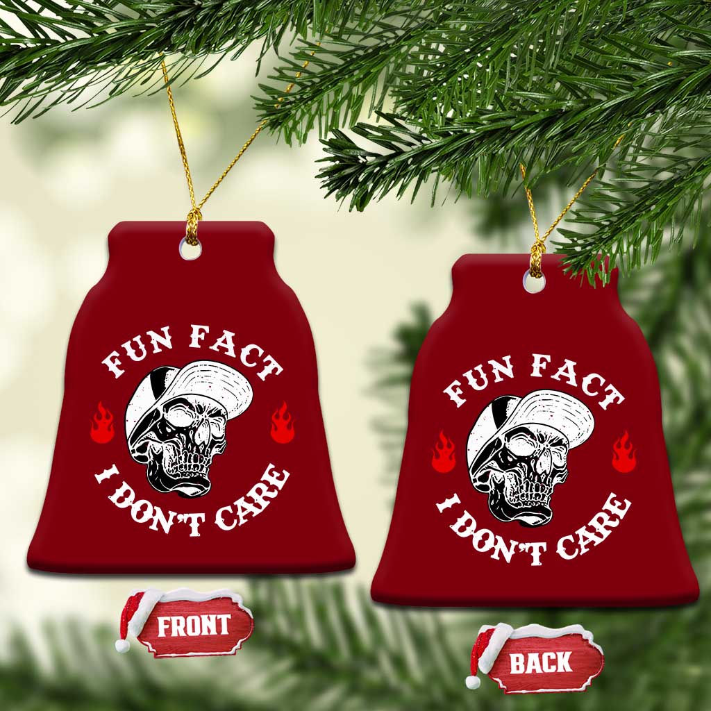 Fun Fact I Don’t Care Skull Ceramic Ornament Edgy Sarcastic Attitude - Wonder Print Shop