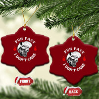 Fun Fact I Don’t Care Skull Ceramic Ornament Edgy Sarcastic Attitude - Wonder Print Shop