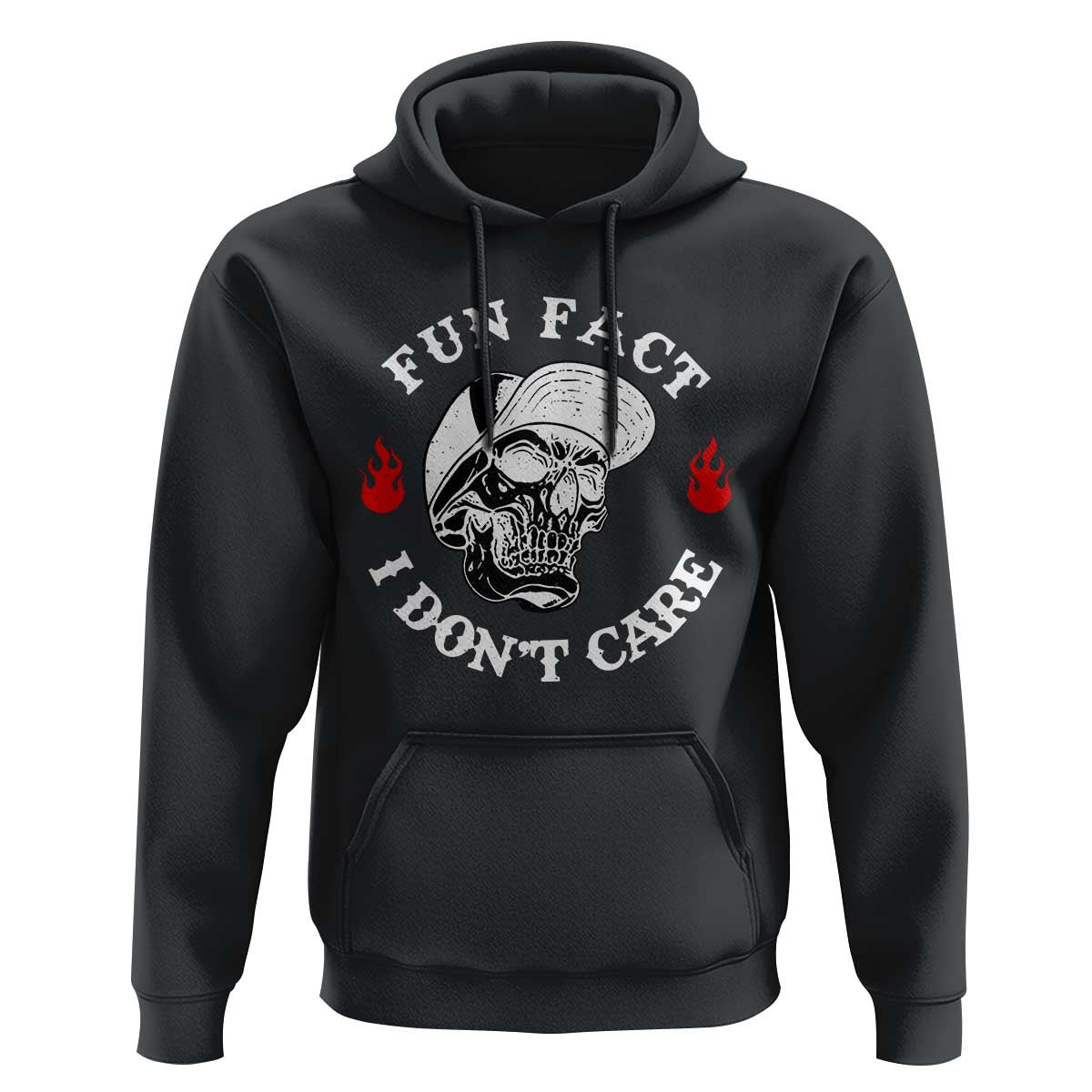 Fun Fact I Don’t Care Skull Hoodie Edgy Sarcastic Attitude - Wonder Print Shop