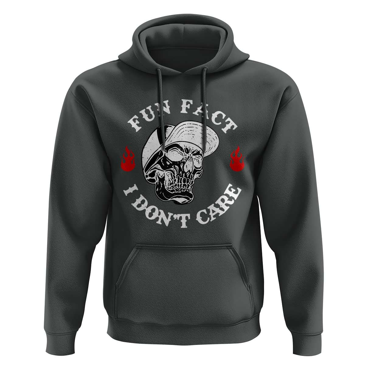 Fun Fact I Don’t Care Skull Hoodie Edgy Sarcastic Attitude - Wonder Print Shop