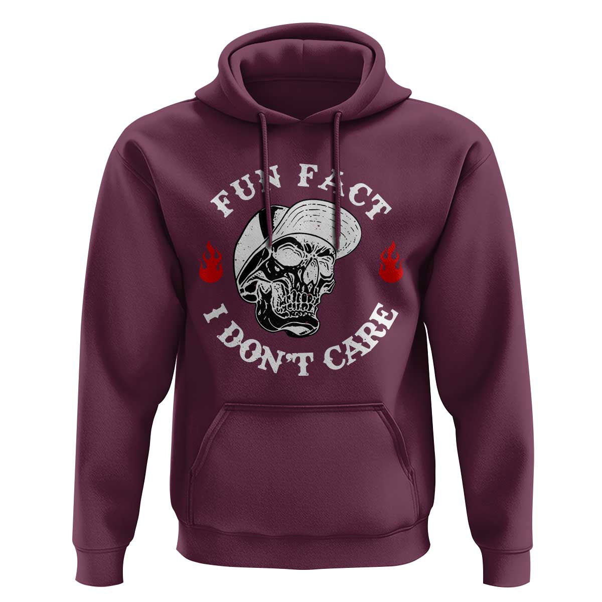Fun Fact I Don’t Care Skull Hoodie Edgy Sarcastic Attitude - Wonder Print Shop