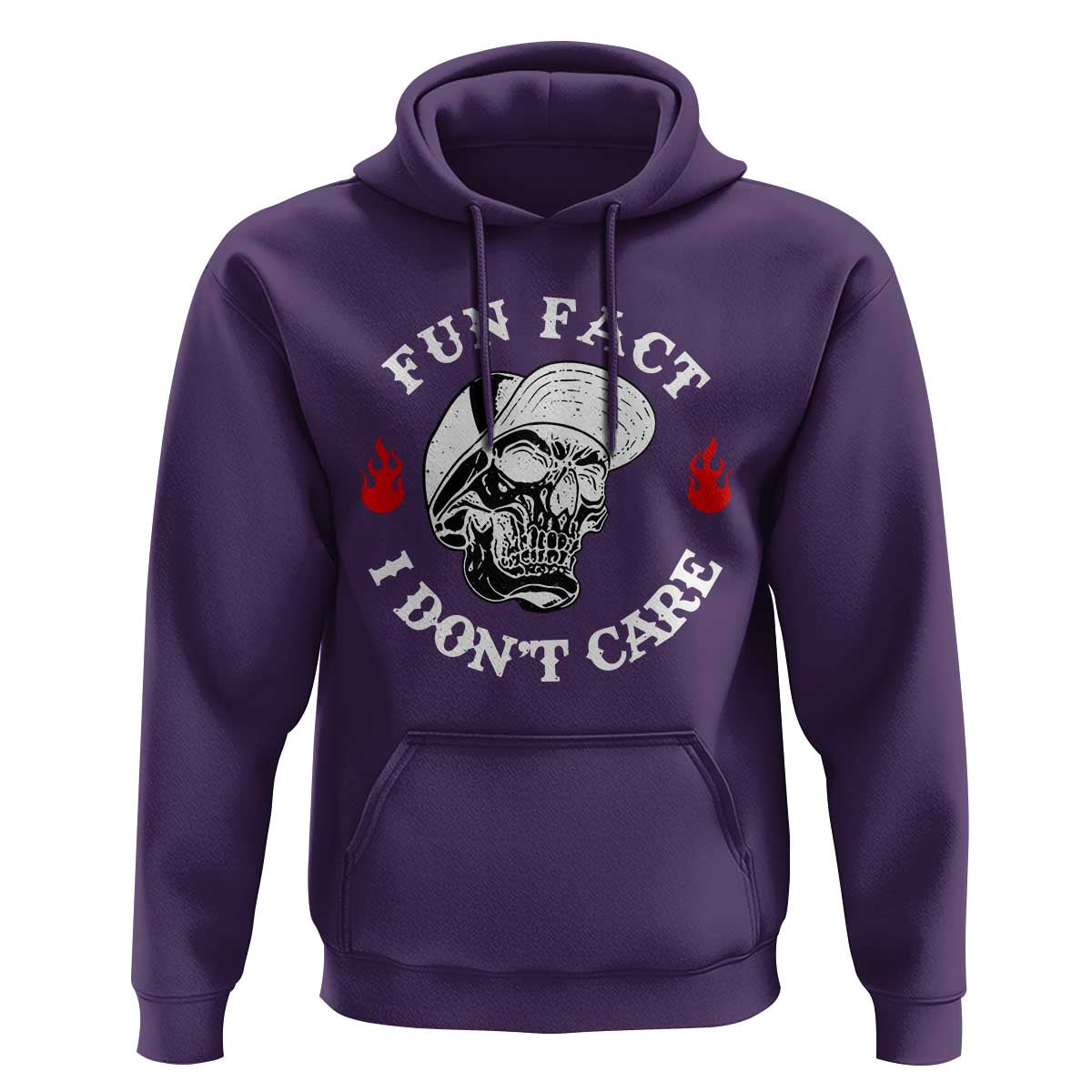Fun Fact I Don’t Care Skull Hoodie Edgy Sarcastic Attitude - Wonder Print Shop