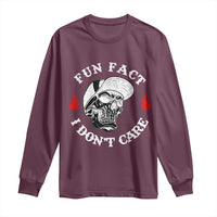 Fun Fact I Don’t Care Skull Long Sleeve Shirt Edgy Sarcastic Attitude - Wonder Print Shop