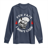 Fun Fact I Don’t Care Skull Long Sleeve Shirt Edgy Sarcastic Attitude - Wonder Print Shop