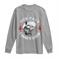 Fun Fact I Don’t Care Skull Long Sleeve Shirt Edgy Sarcastic Attitude - Wonder Print Shop