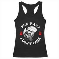 Fun Fact I Don’t Care Skull Racerback Tank Top Edgy Sarcastic Attitude - Wonder Print Shop