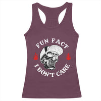 Fun Fact I Don’t Care Skull Racerback Tank Top Edgy Sarcastic Attitude - Wonder Print Shop