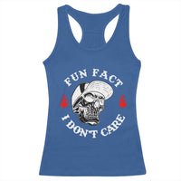 Fun Fact I Don’t Care Skull Racerback Tank Top Edgy Sarcastic Attitude - Wonder Print Shop