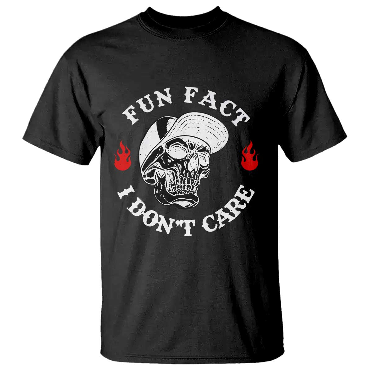 Fun Fact I Don’t Care Skull T Shirt Edgy Sarcastic Attitude - Wonder Print Shop
