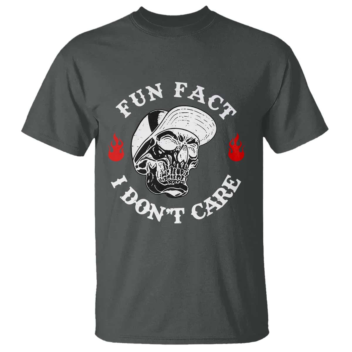 Fun Fact I Don’t Care Skull T Shirt Edgy Sarcastic Attitude - Wonder Print Shop