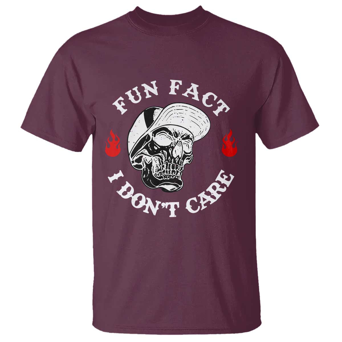 Fun Fact I Don’t Care Skull T Shirt Edgy Sarcastic Attitude - Wonder Print Shop