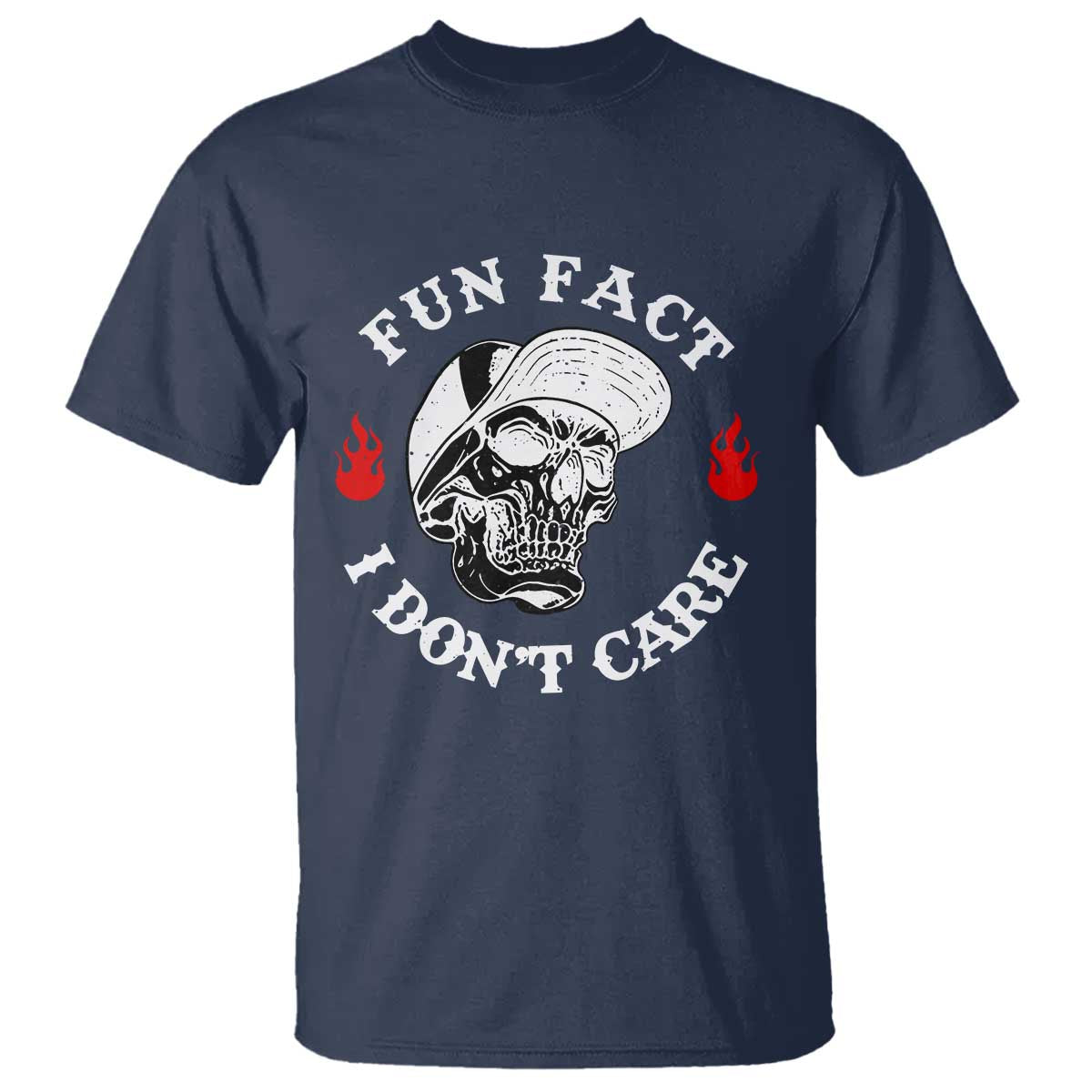 Fun Fact I Don’t Care Skull T Shirt Edgy Sarcastic Attitude - Wonder Print Shop