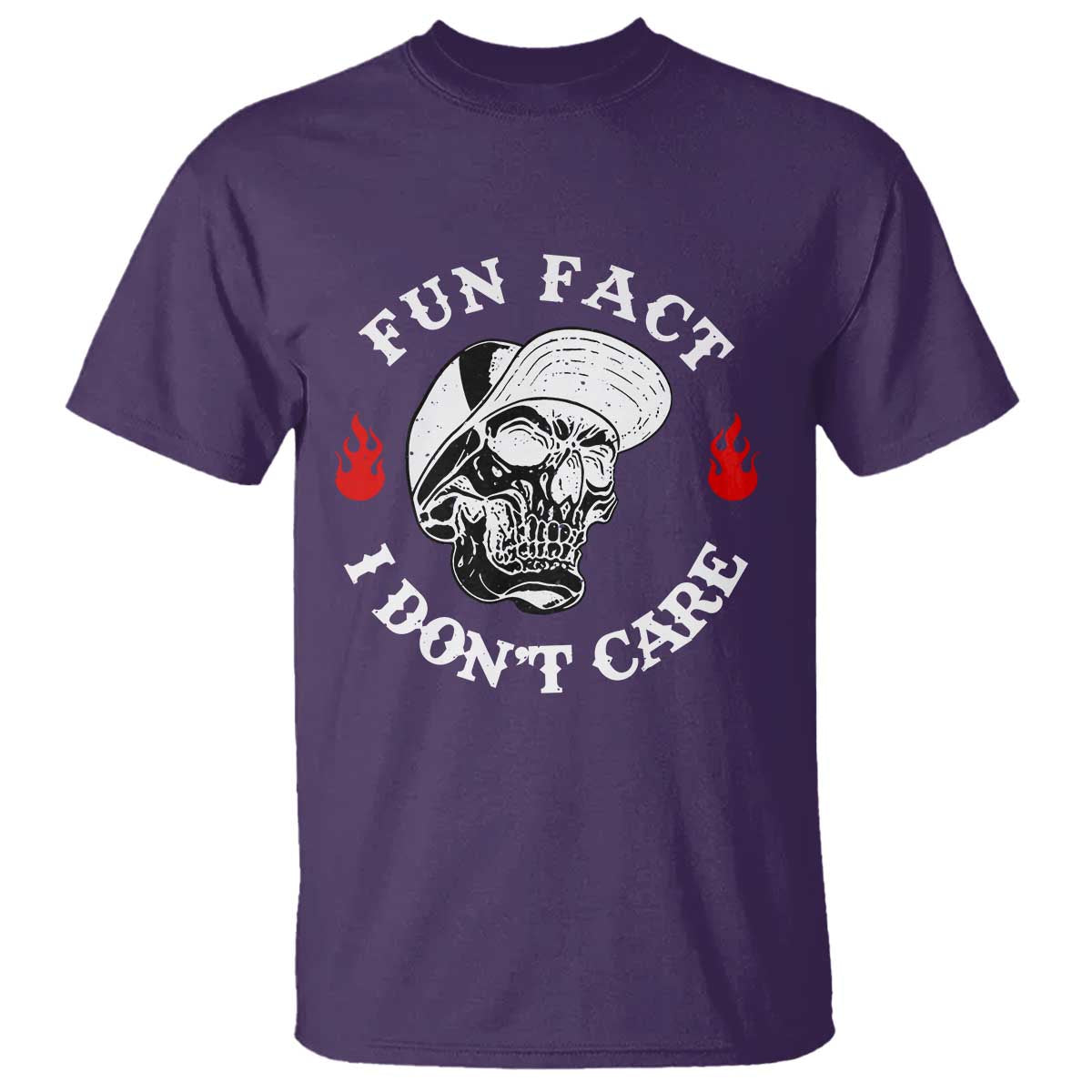 Fun Fact I Don’t Care Skull T Shirt Edgy Sarcastic Attitude - Wonder Print Shop