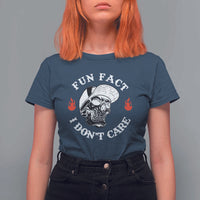 Fun Fact I Don’t Care Skull T Shirt For Women Edgy Sarcastic Attitude - Wonder Print Shop