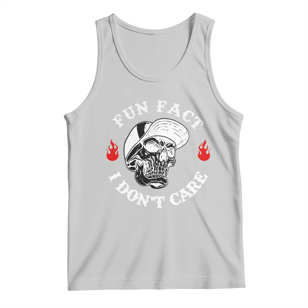 Fun Fact I Don’t Care Skull Tank Top Edgy Sarcastic Attitude - Wonder Print Shop