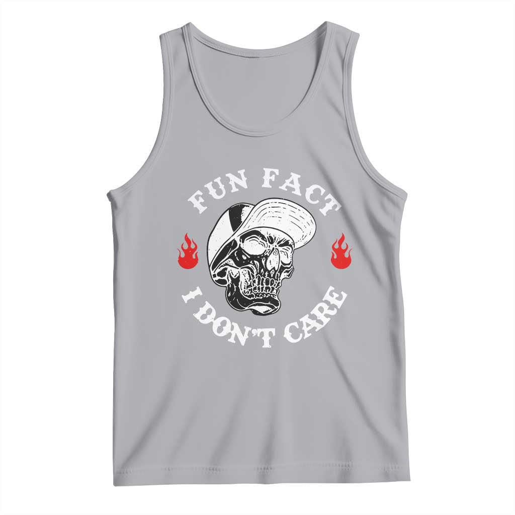 Fun Fact I Don’t Care Skull Tank Top Edgy Sarcastic Attitude - Wonder Print Shop
