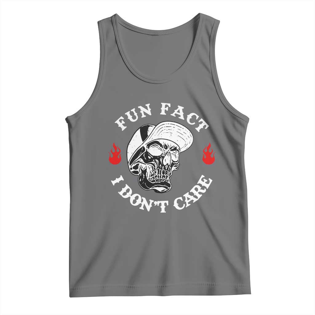 Fun Fact I Don’t Care Skull Tank Top Edgy Sarcastic Attitude - Wonder Print Shop