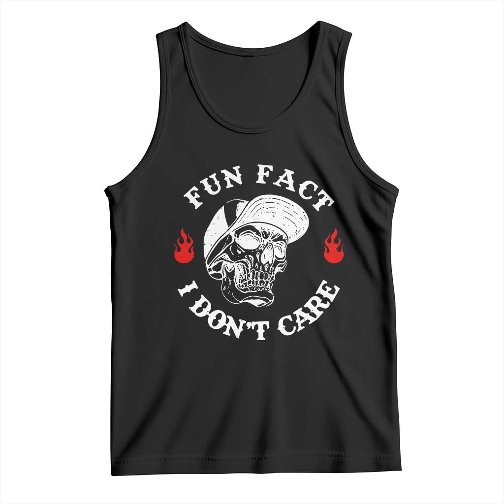 Fun Fact I Don’t Care Skull Tank Top Edgy Sarcastic Attitude - Wonder Print Shop