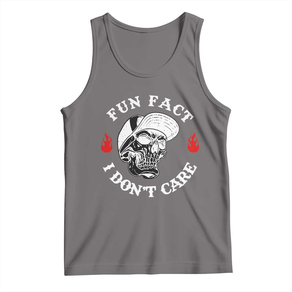 Fun Fact I Don’t Care Skull Tank Top Edgy Sarcastic Attitude - Wonder Print Shop