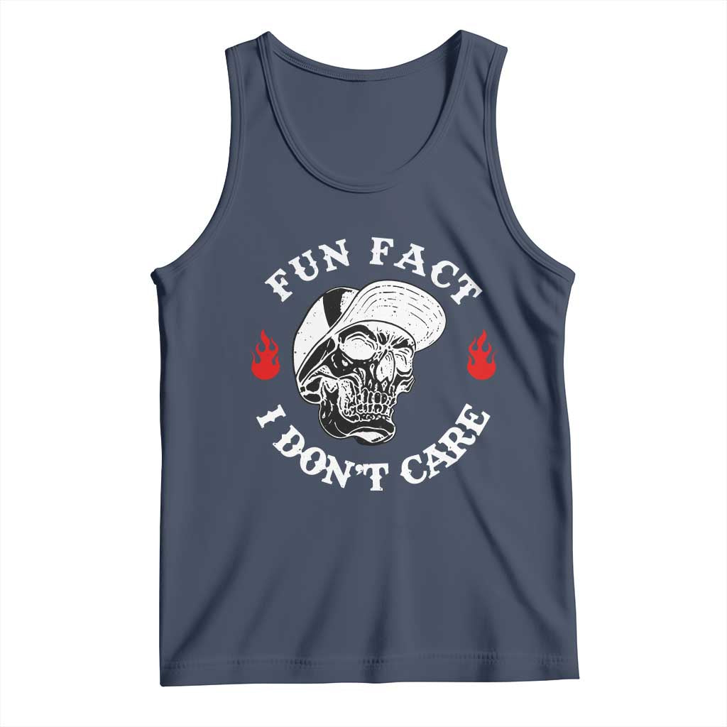Fun Fact I Don’t Care Skull Tank Top Edgy Sarcastic Attitude - Wonder Print Shop