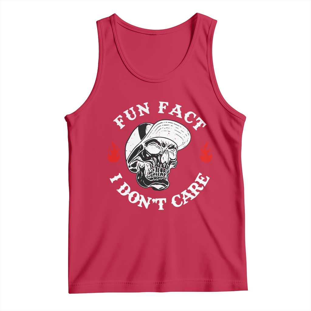 Fun Fact I Don’t Care Skull Tank Top Edgy Sarcastic Attitude - Wonder Print Shop