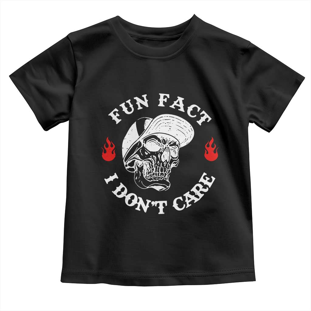 Fun Fact I Don’t Care Skull Toddler T Shirt Edgy Sarcastic Attitude - Wonder Print Shop