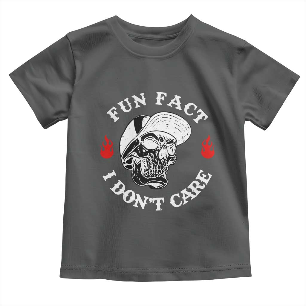 Fun Fact I Don’t Care Skull Toddler T Shirt Edgy Sarcastic Attitude - Wonder Print Shop