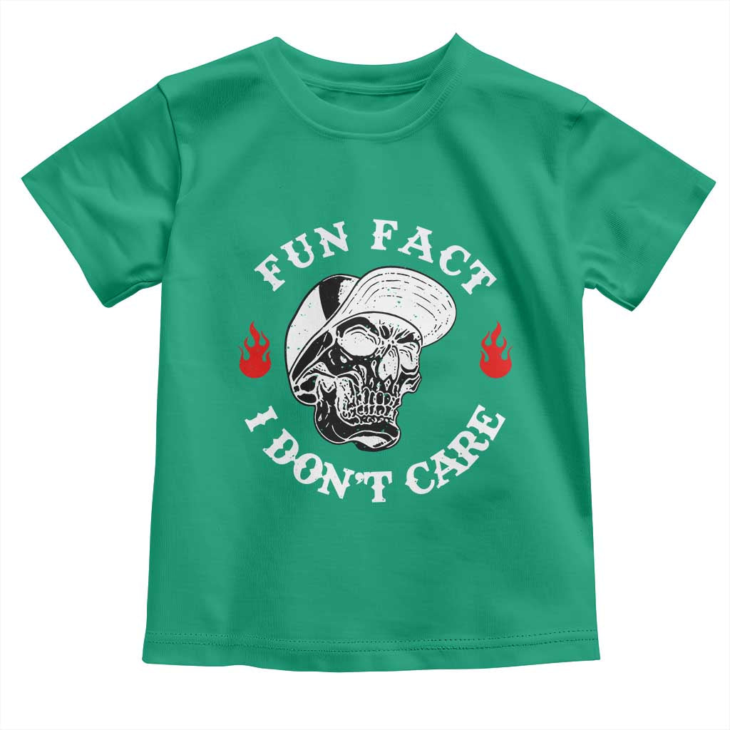 Fun Fact I Don’t Care Skull Toddler T Shirt Edgy Sarcastic Attitude - Wonder Print Shop