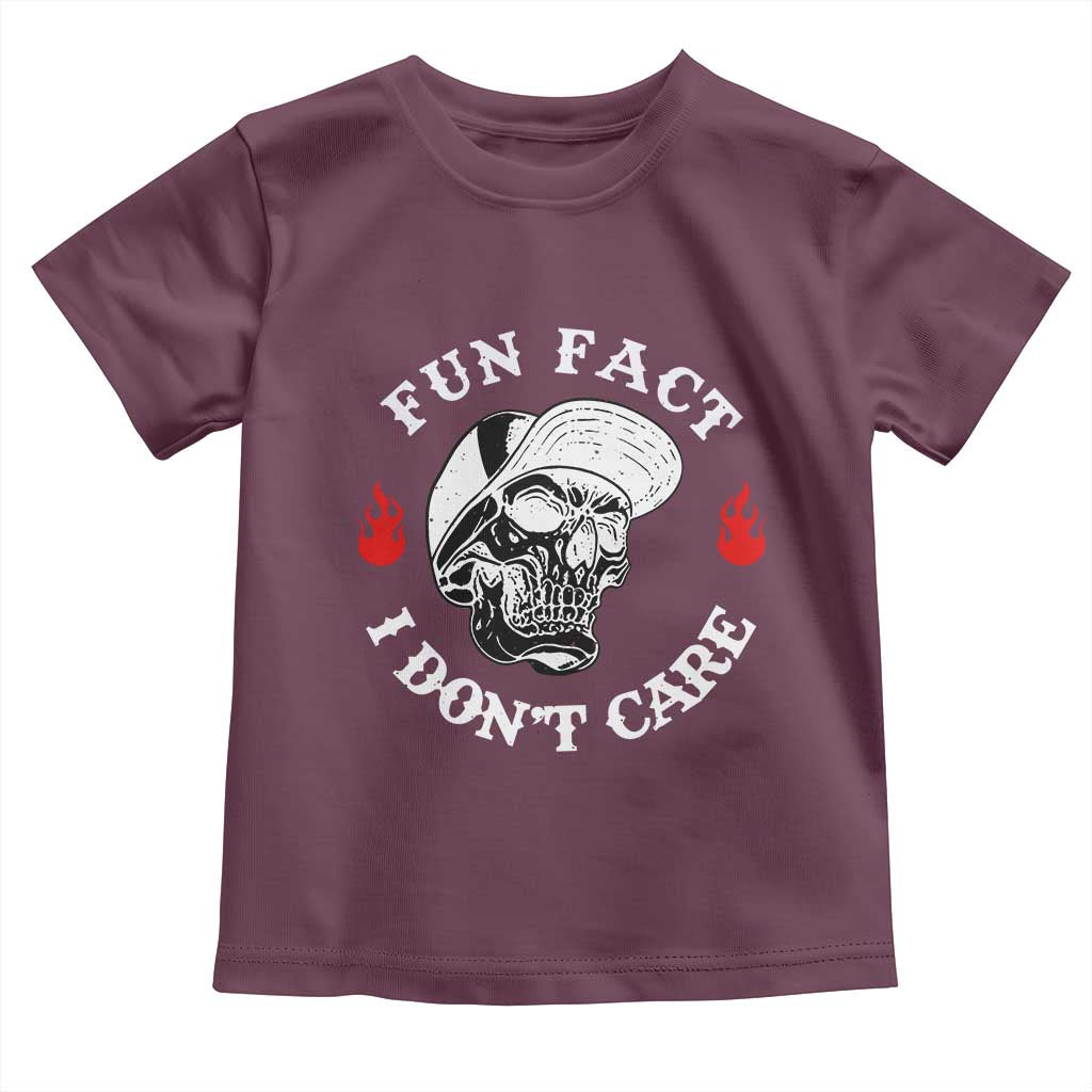 Fun Fact I Don’t Care Skull Toddler T Shirt Edgy Sarcastic Attitude - Wonder Print Shop